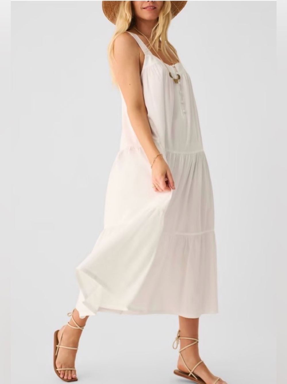 NWOT Faherty Marina White Maxi Dress Large